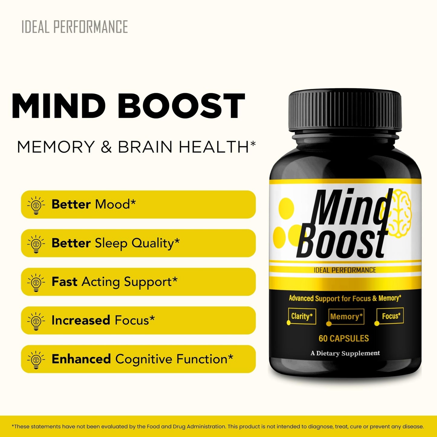 IDEAL PERFORMANCE Mind Boost Capsules, 60 Count