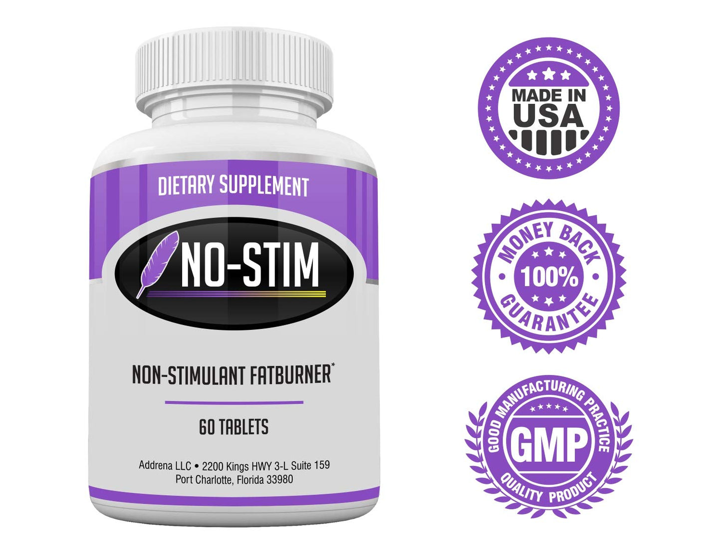 Acnetame No-Stim Non Stimulant Appetite Suppressant & Caffeine Free Weight Loss Pill Tablet 60 Count
