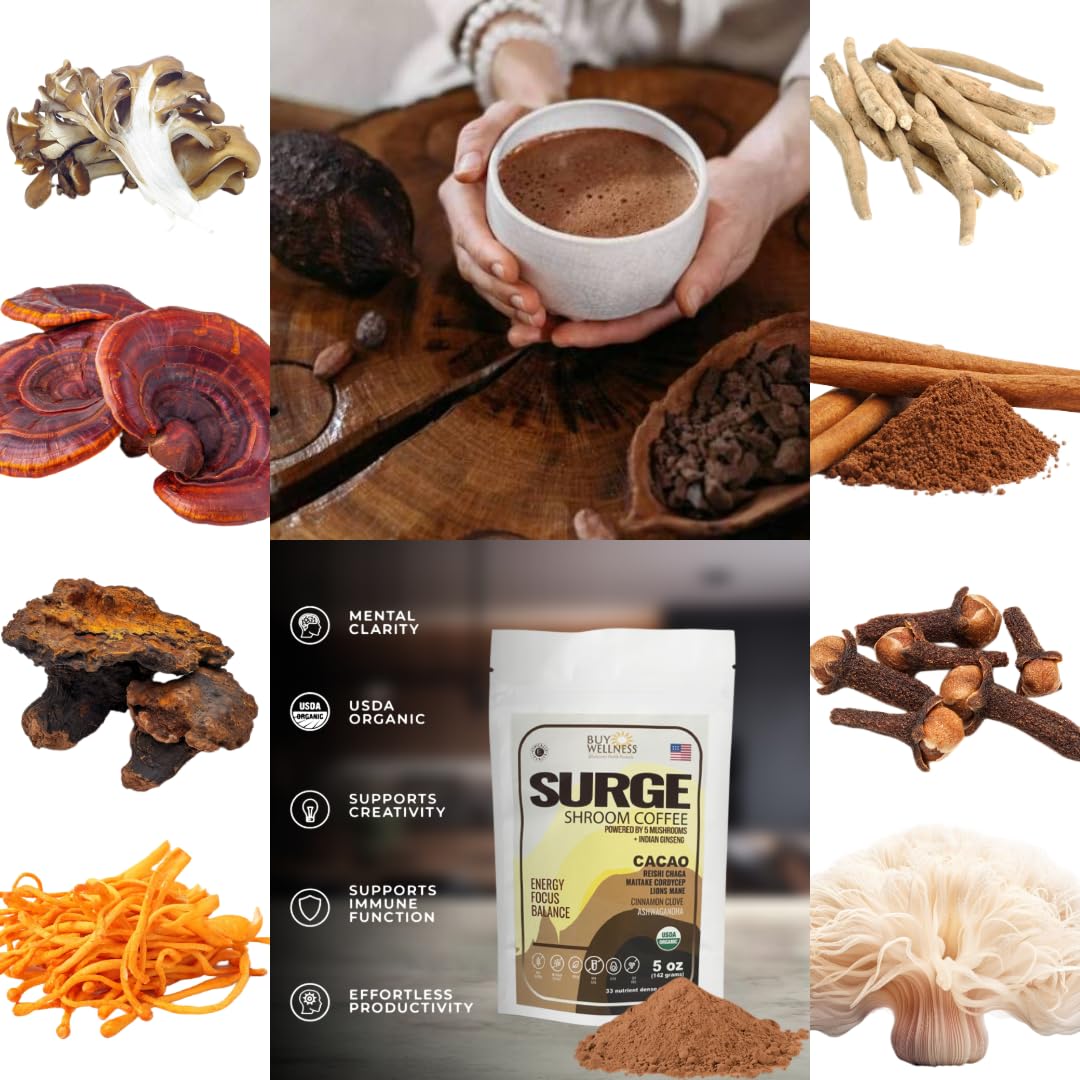 Buy Wellness SURGE 5 Mushroom Cocoa Drink Powder 5.2911