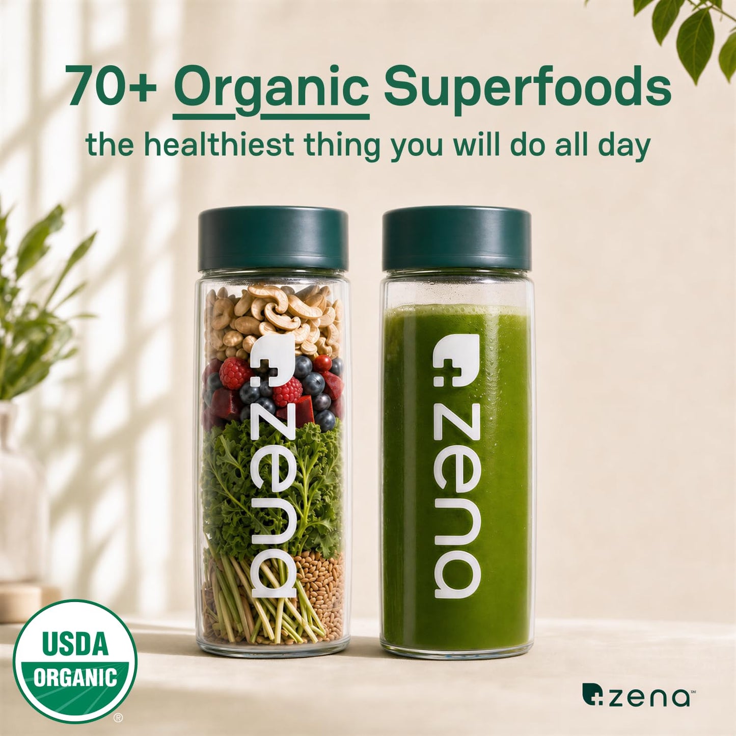 Zena Nutrition Organic Super Greens Powder, 30 Servings