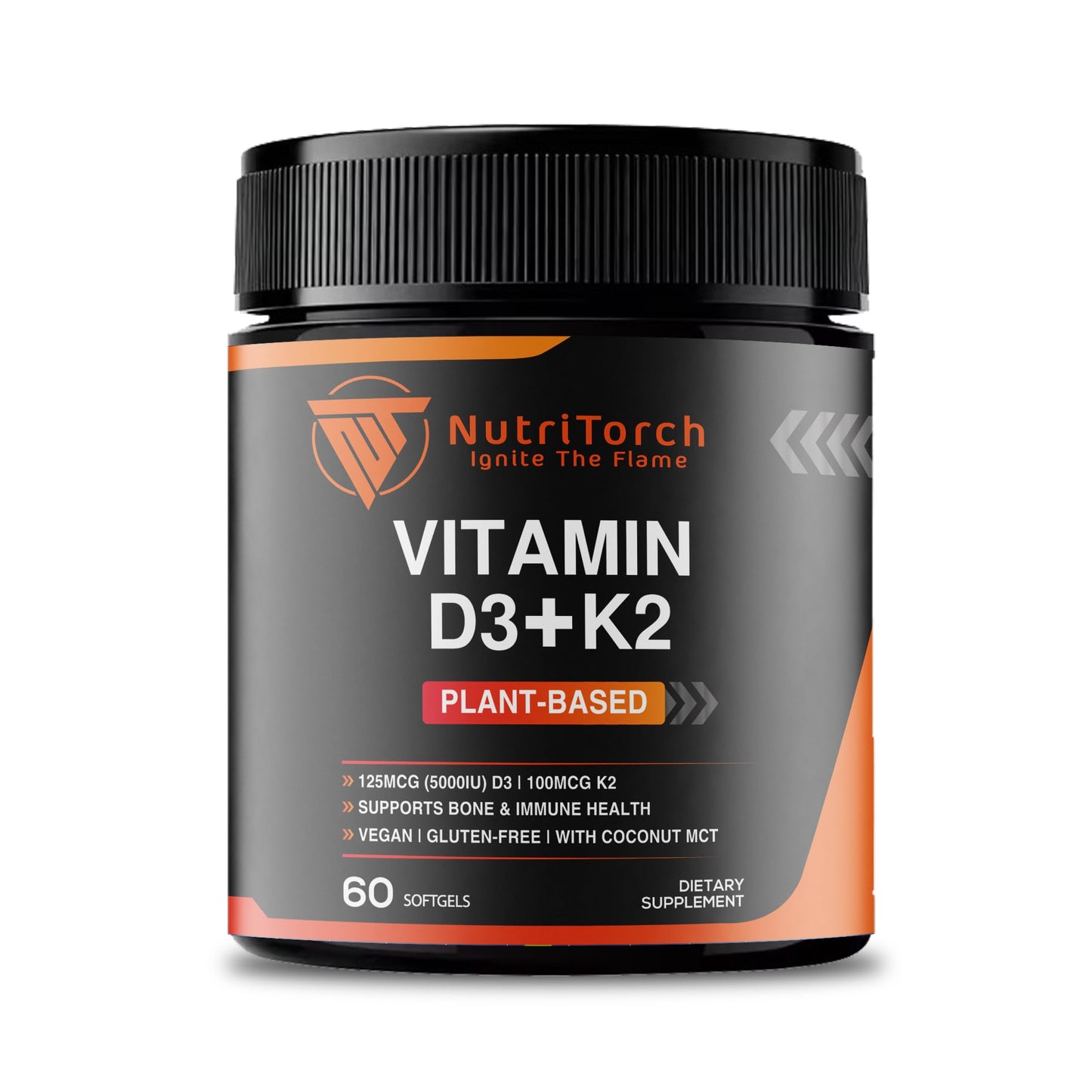 NutriTorch Vitamin D3 + K2 Plant-Based Supplement Softgels, 60 Count