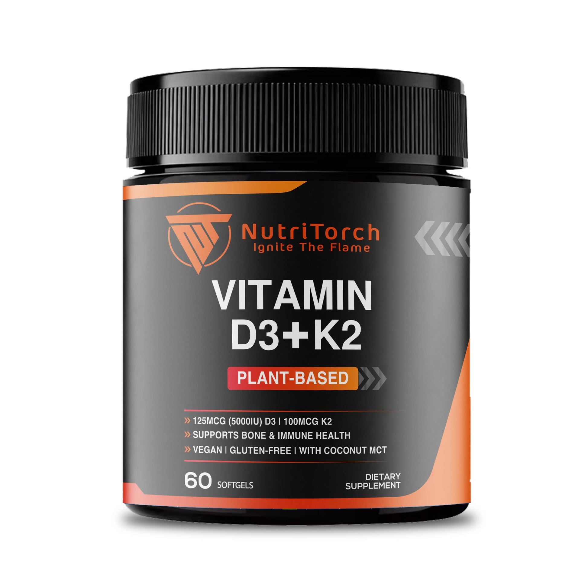 NutriTorch Vitamin D3 + K2 Plant-Based Supplement Softgels, 60 Count