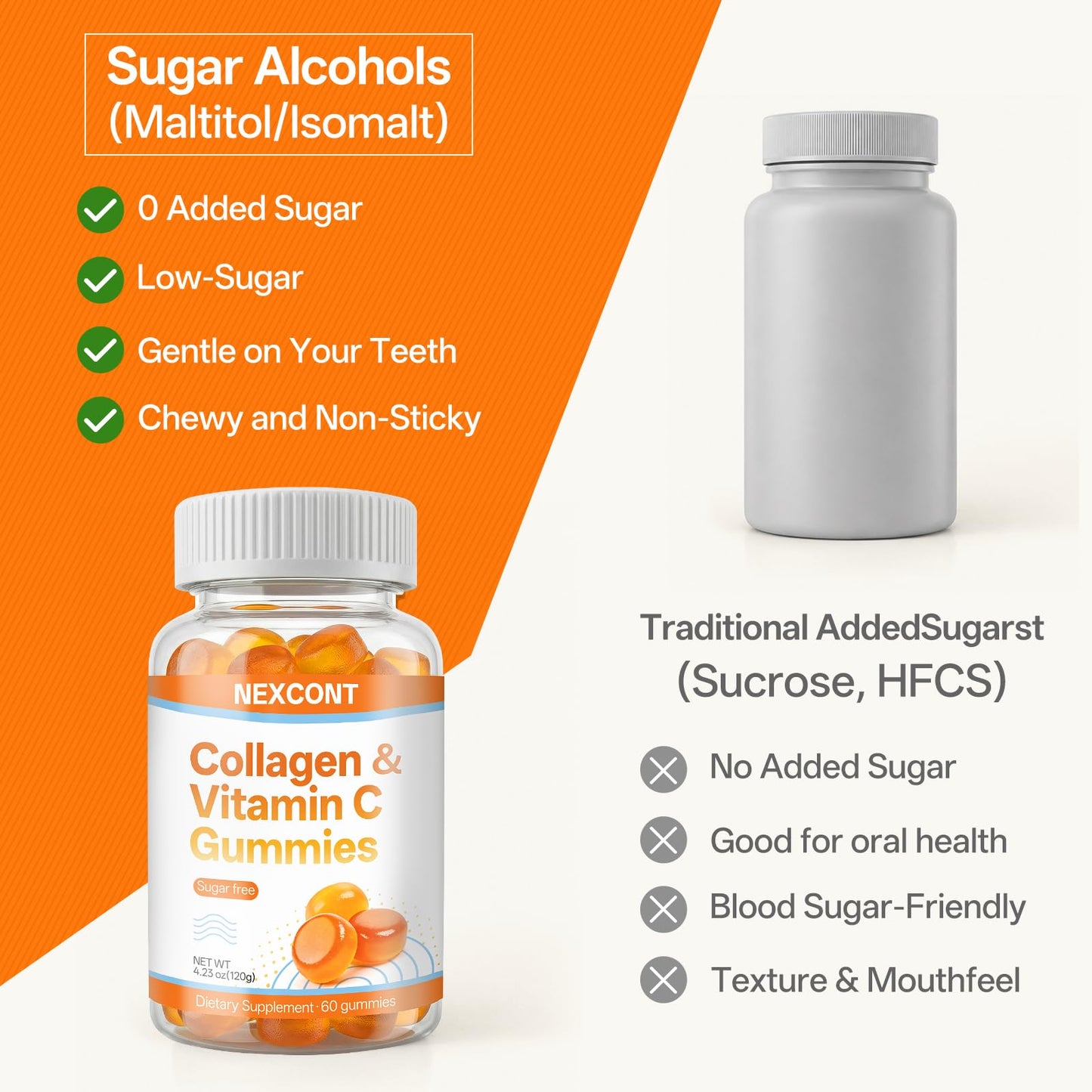 Oopeatol Collagen Gummies with Vitamin C & Type I Marine Peptides, 60 Count