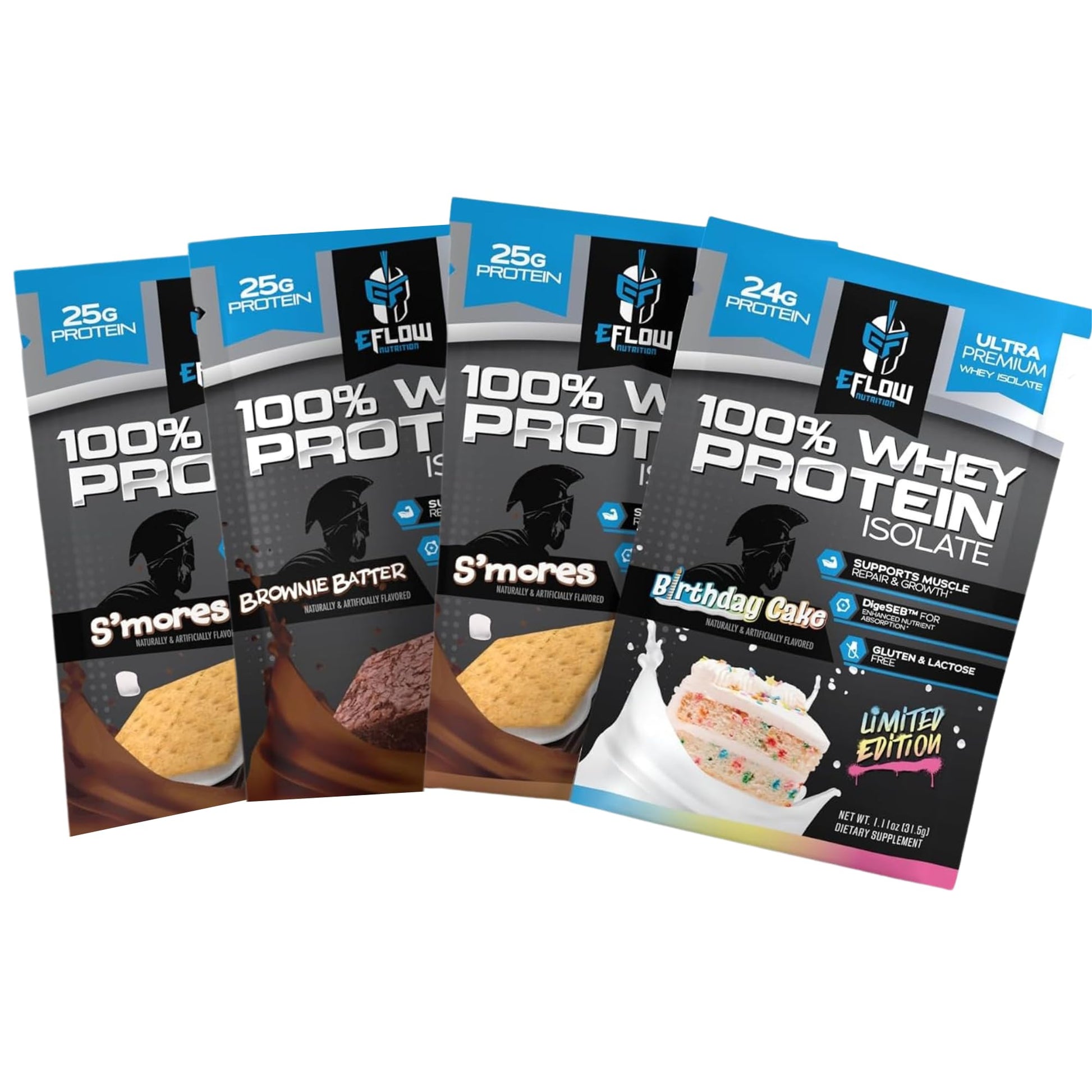 eFlow Nutrition Whey Protein Isolate Powder 4 Pack