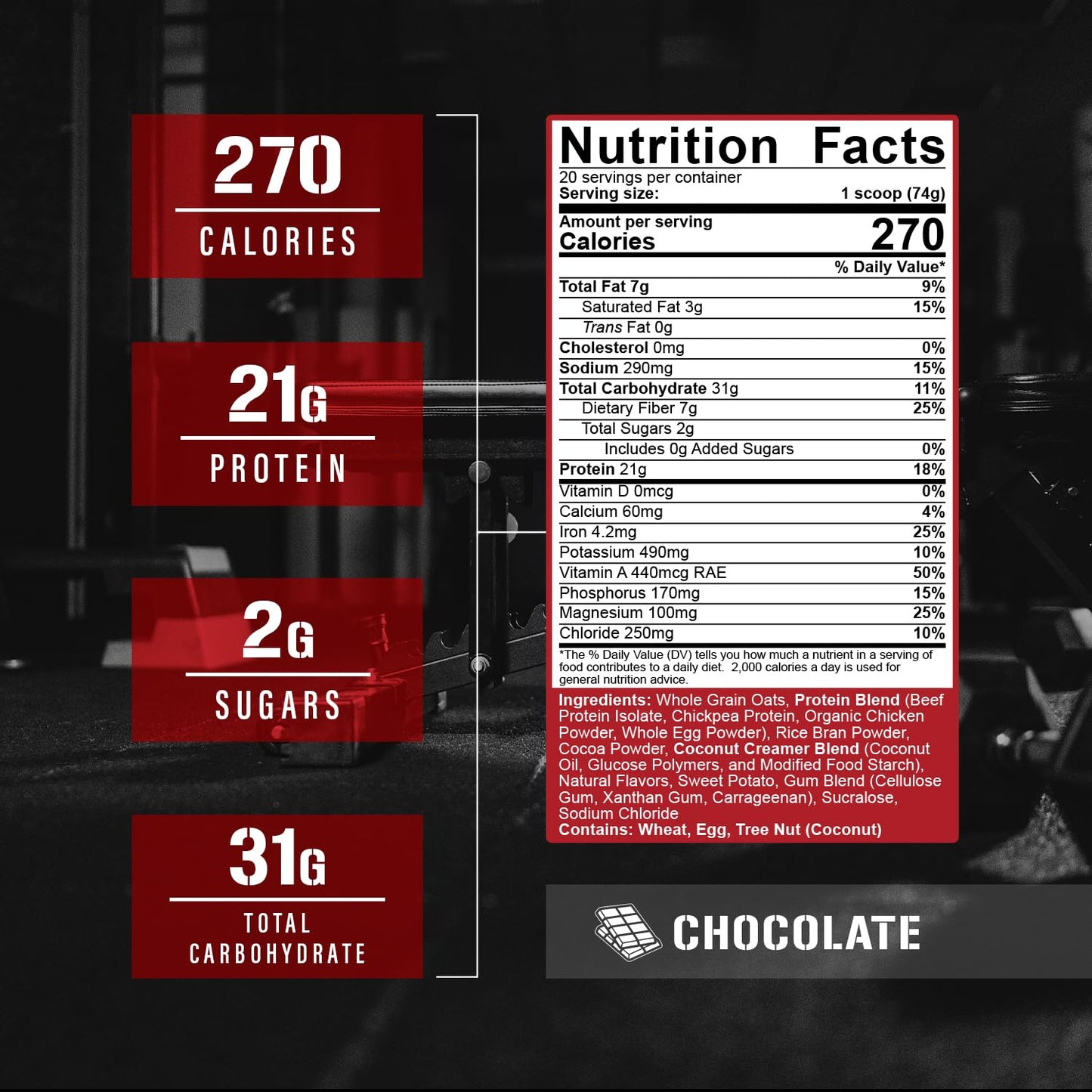 5% Nutrition Real Carbs + Protein Clean Mass Gainer Protein Powder, 20 Servings