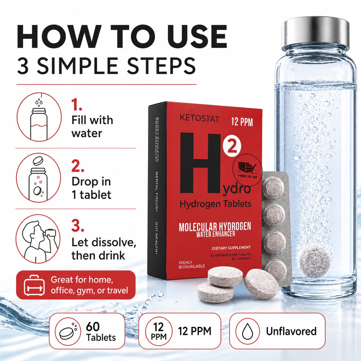 HYDRO HYDROGEN TABLETS Hydrogen Water Tablets Tablet 60 Tablets