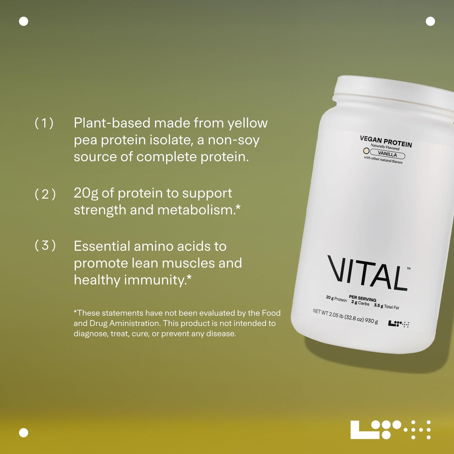 LTH Vital Vegan Protein Powder Vanilla, 30 Servings