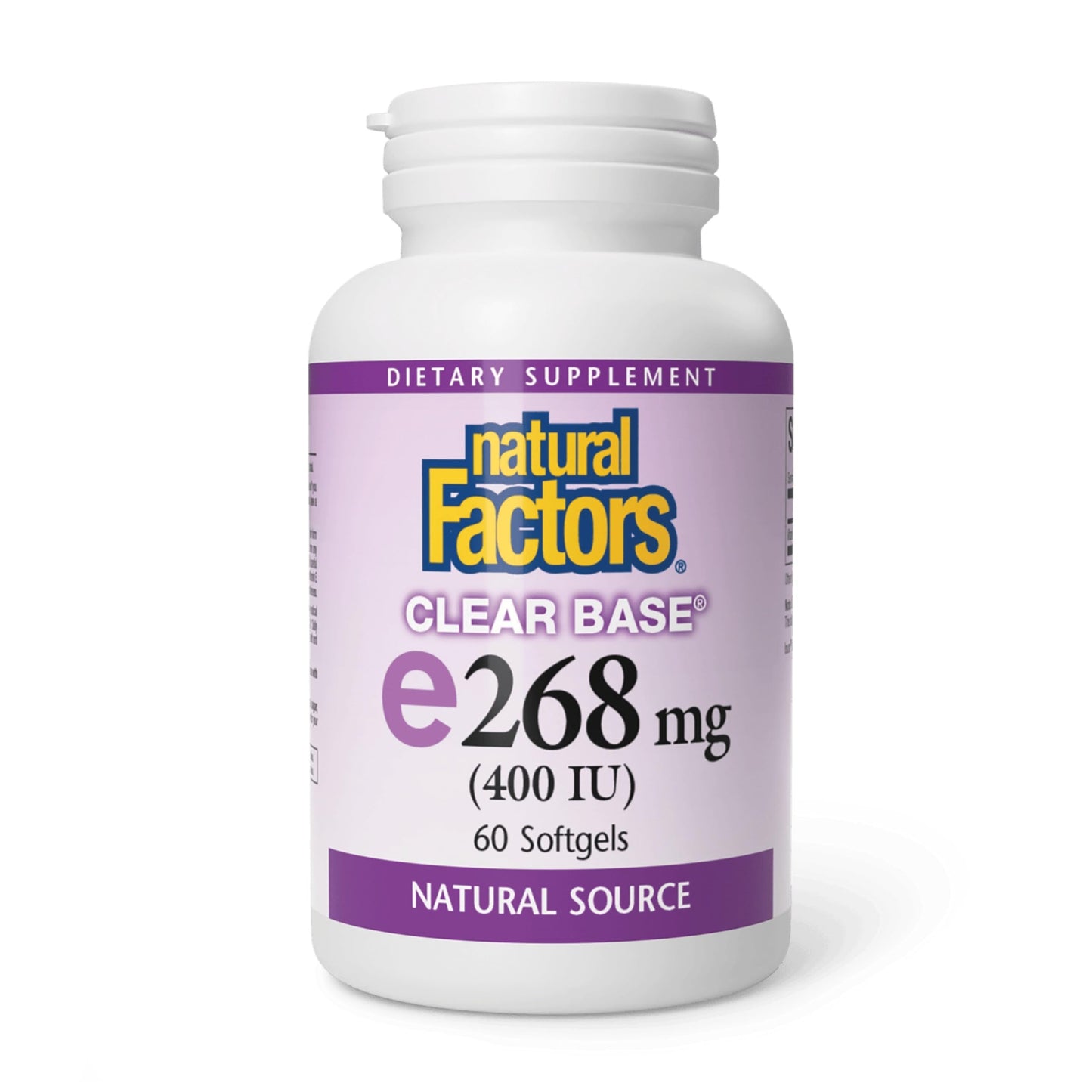 Natural Factors Clear Base Vitamin E 400 IU Softgels, 60 Count
