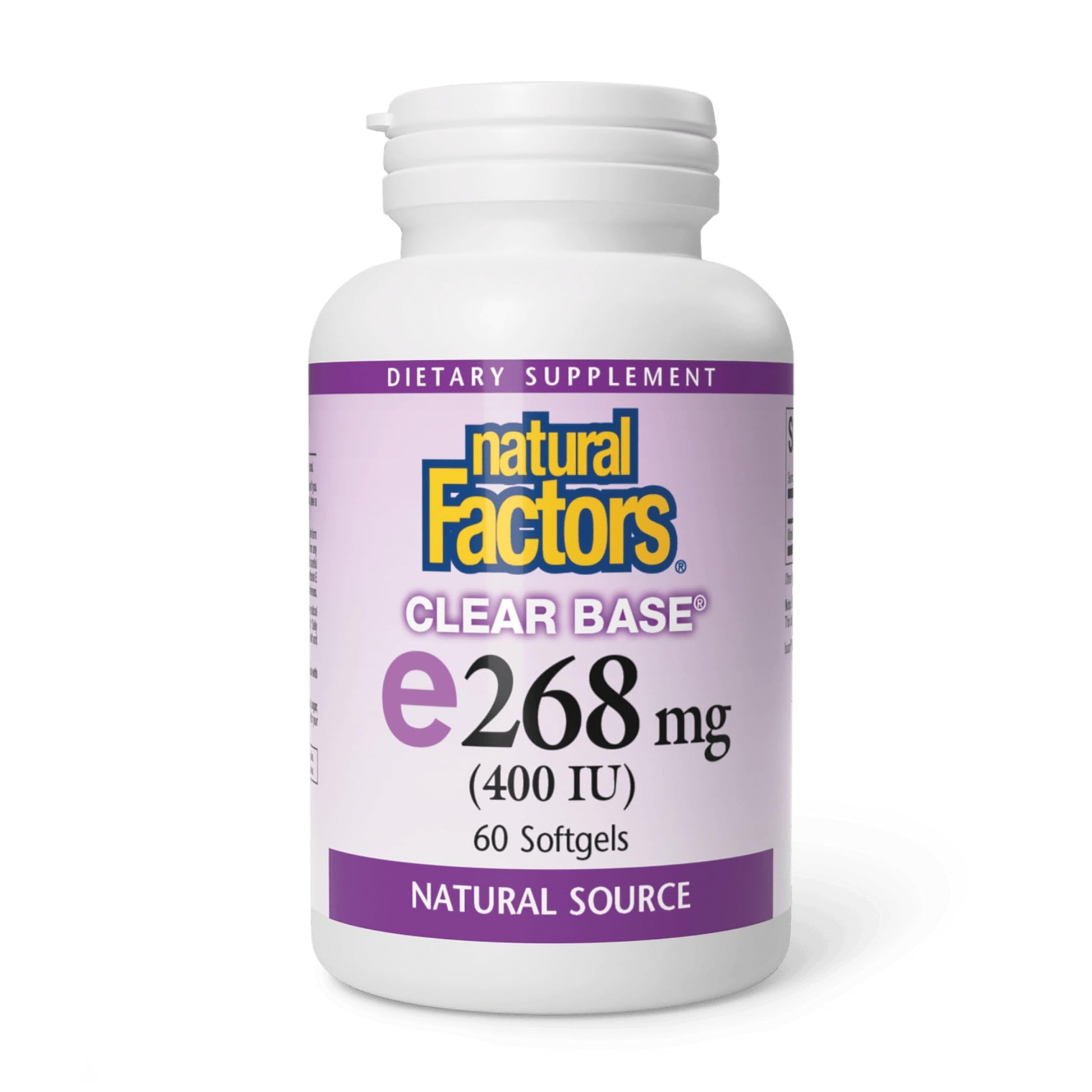 Natural Factors Clear Base Vitamin E 400 IU Softgels, 60 Count
