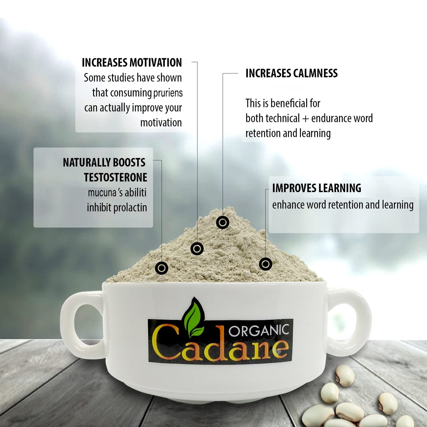 Organic Cadane Mucuna Pruriens Powder 1 Pound