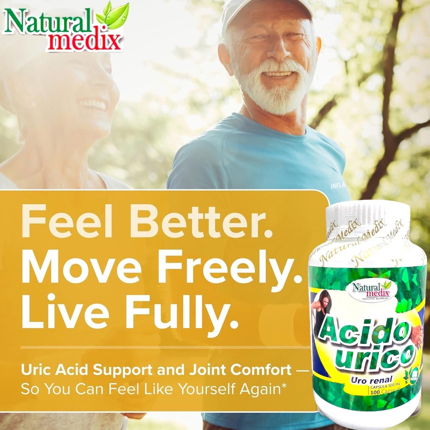 Natural medix Uric Acid Premium Flush for Joints Support & Kidney Cleanser & Detox Balance, Urinary Tract Health - for Gout Relief, 80 Capsules