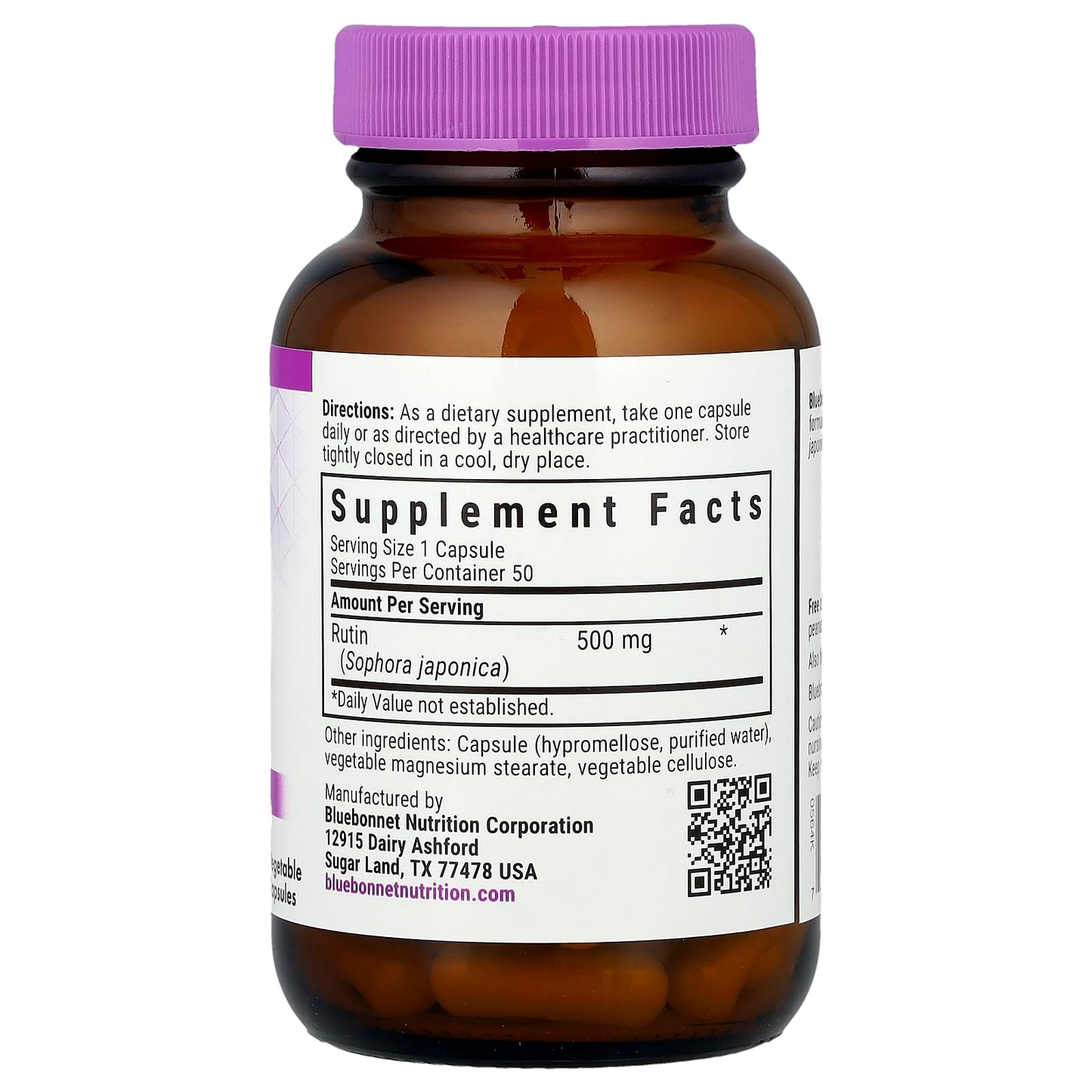 BlueBonnet Rutin 500 mg Capsule, 50 Count