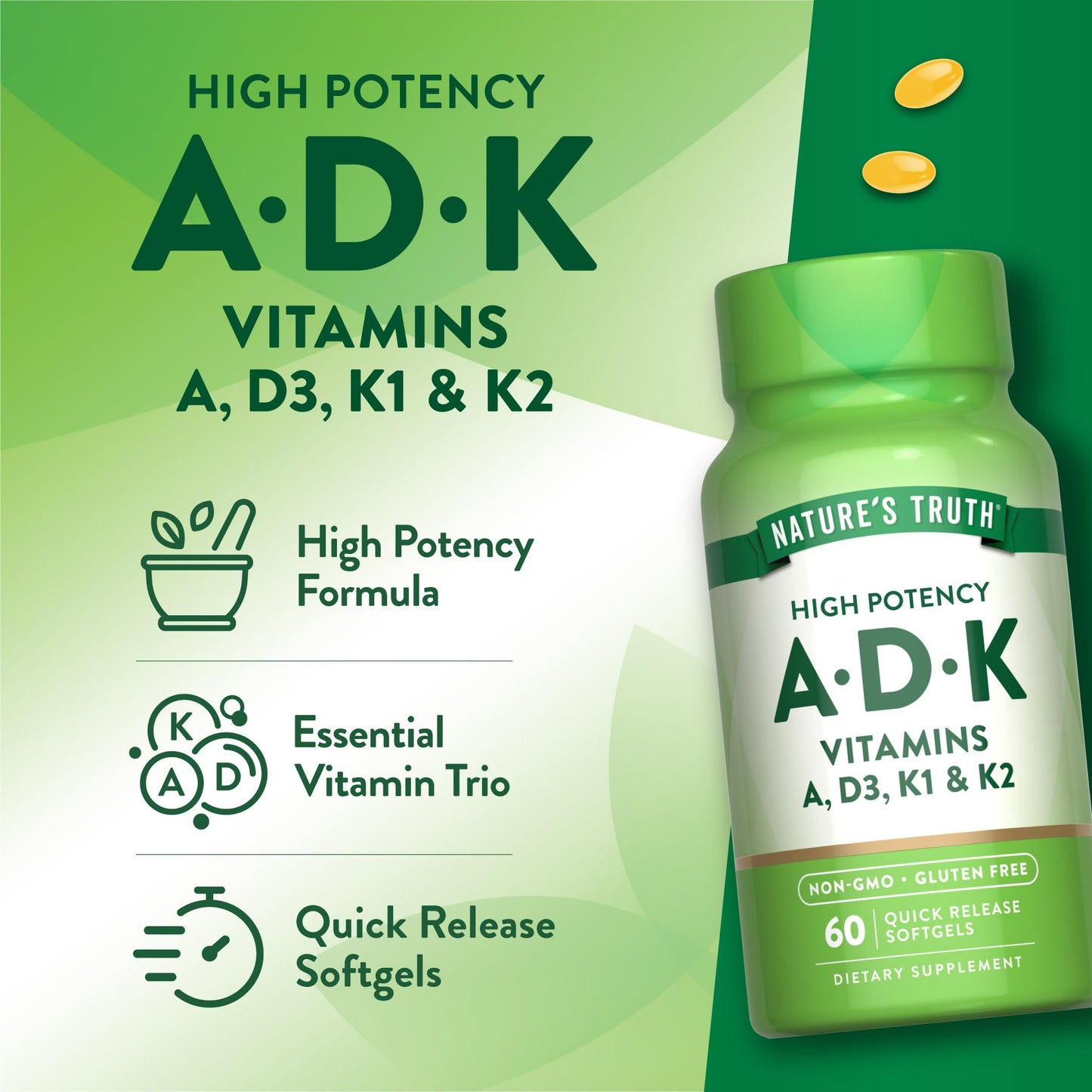 Nature's Truth Vitamin ADK Softgels 60-Count