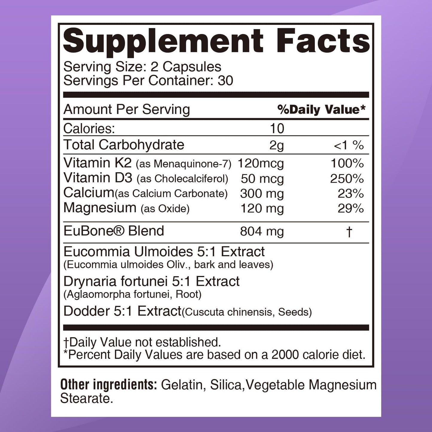 PureBotan EuBone Bone Health Supplement with Calcium Magnesium Vitamin D3 K2 Tablets 60 Count
