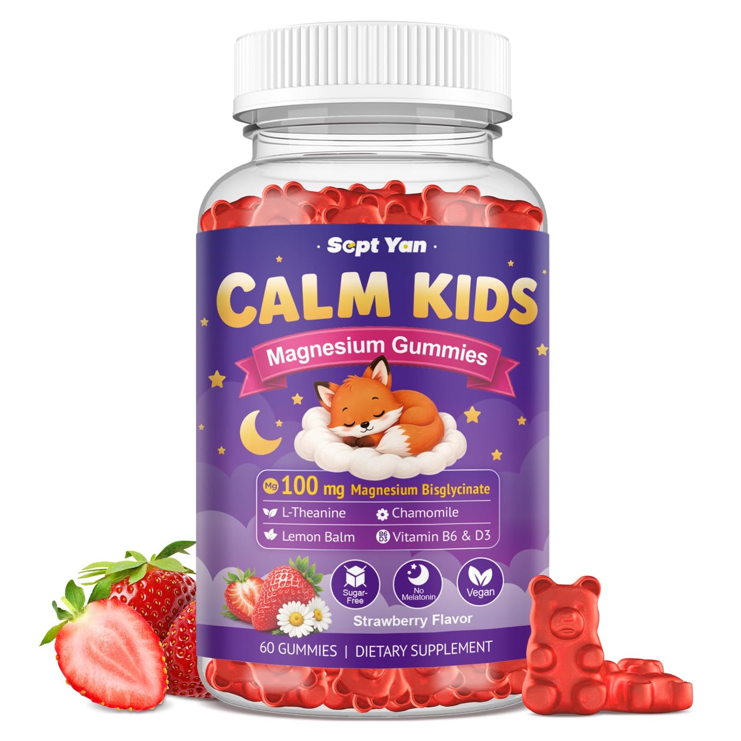 SEPT YAN Kids Magnesium Gummies, 60 Count