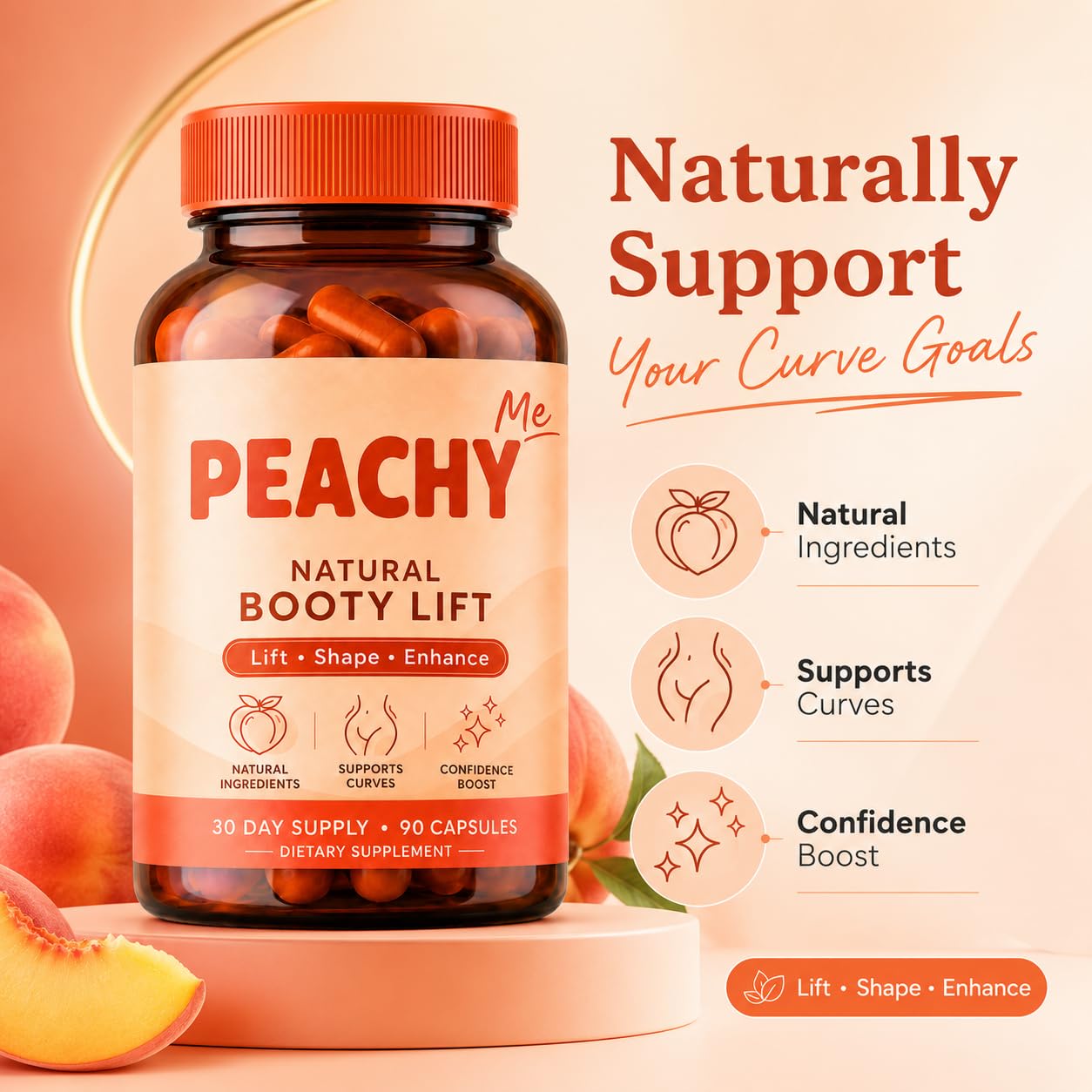 Cosmody Peachy Me BBL Pills Natural Booty Lift Capsule 90 Count