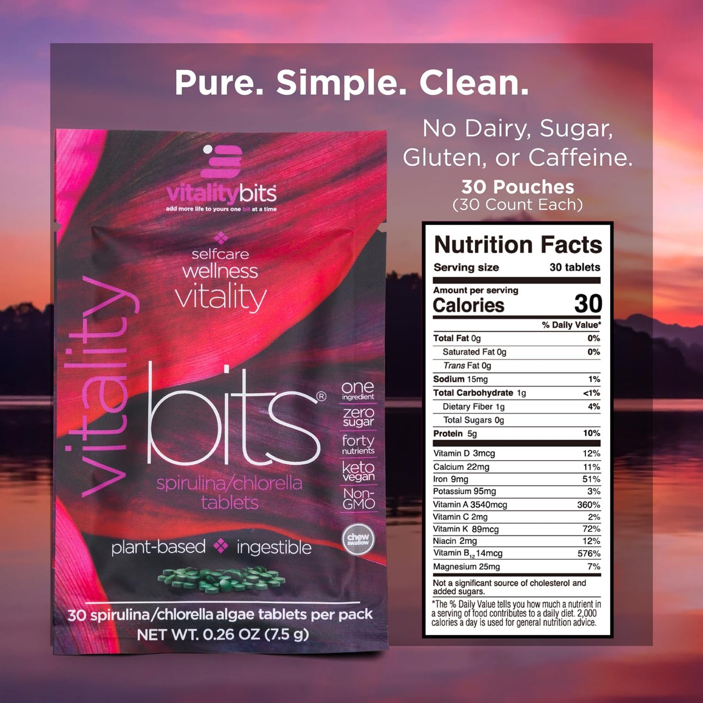 ENERGYBITS VITALITYbits Organic Blended Spirulina & Chlorella 900 Tablets
