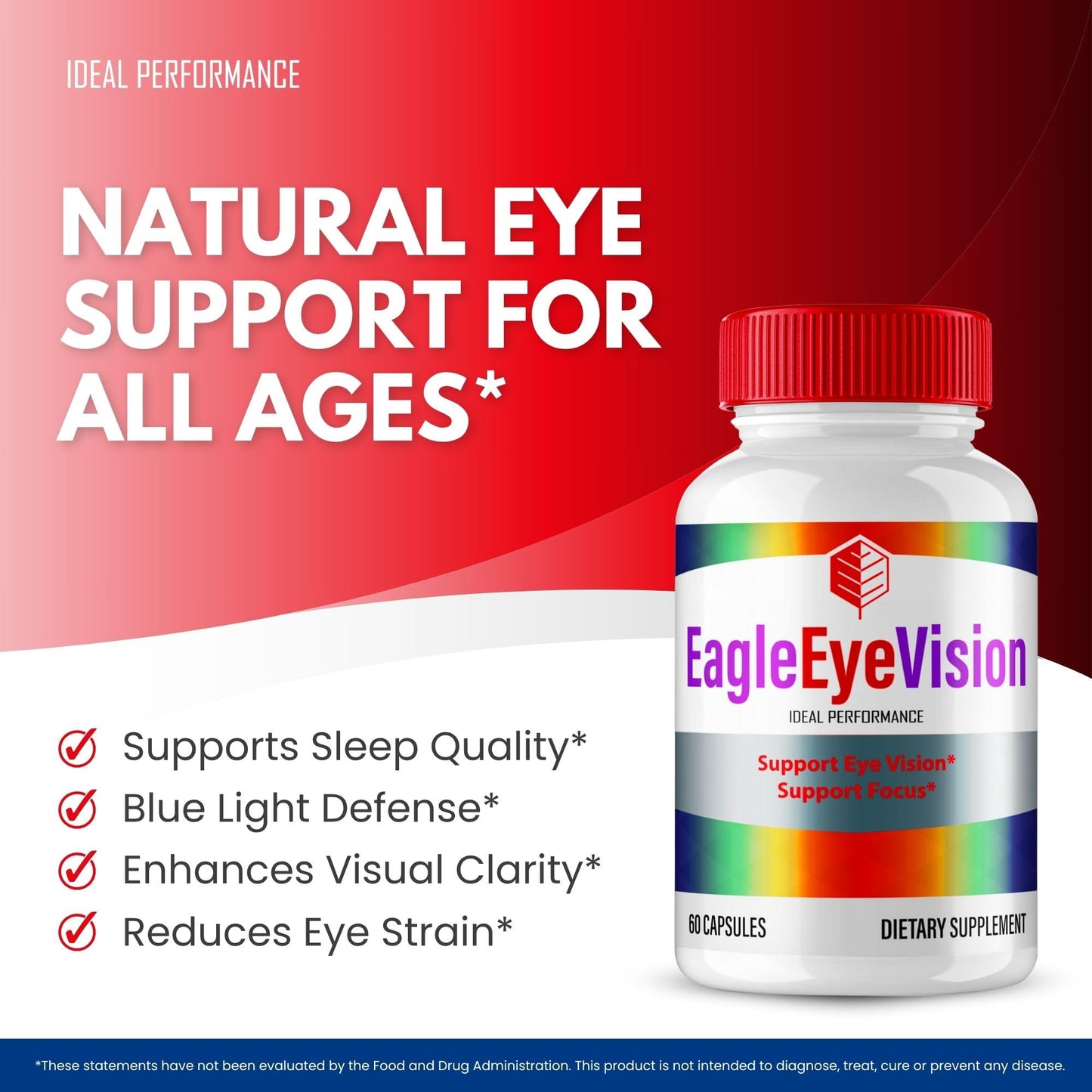 IDEAL PERFORMANCE Eagle Eye Vision Eye Health Supplements Capsules, 180 Count