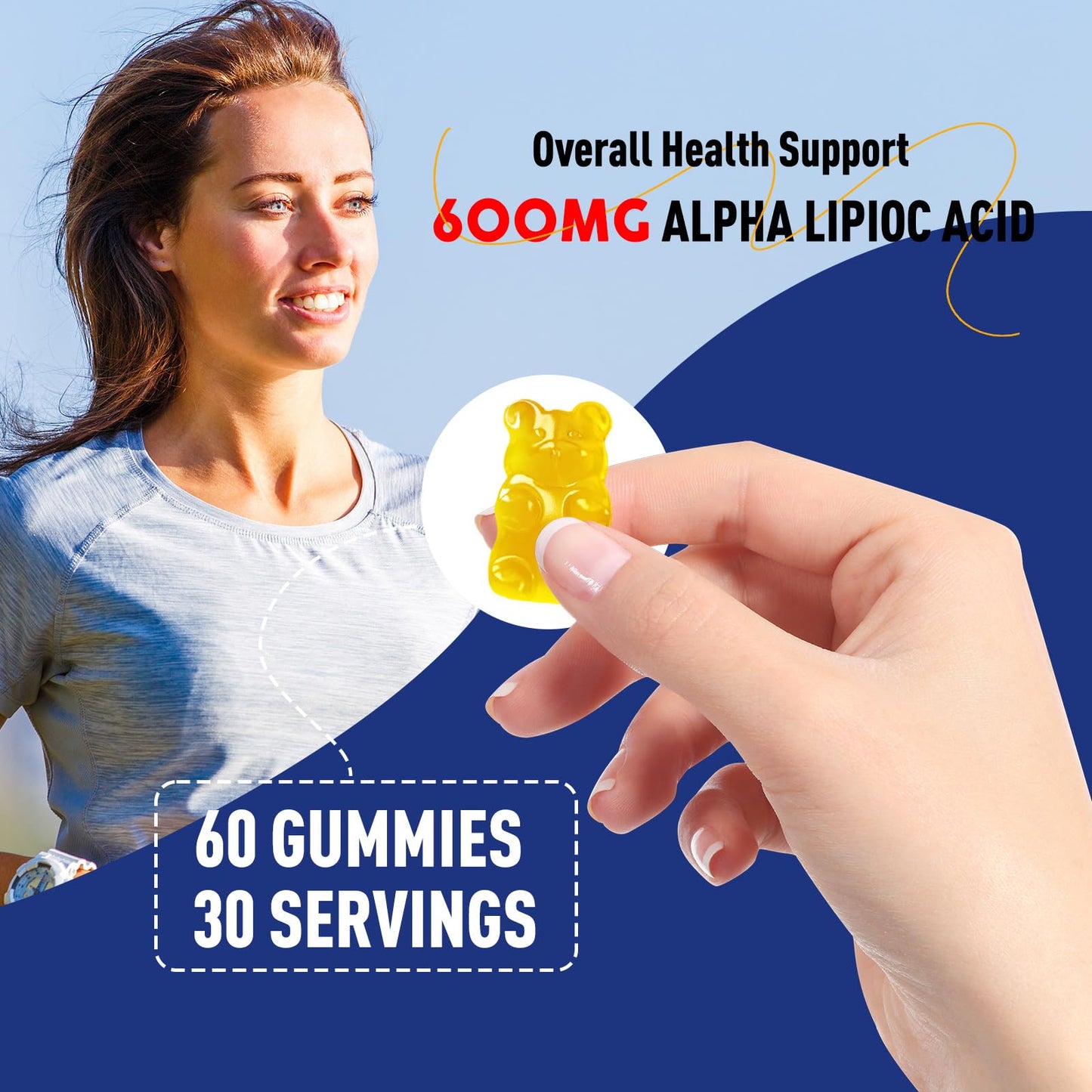 GREABBY Alpha Lipoic Acid 600mg Gummies 60 Count