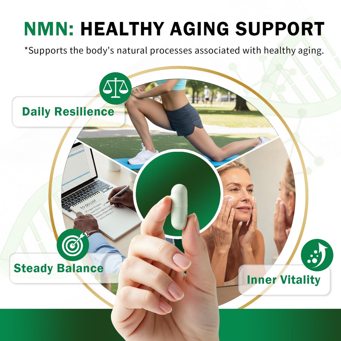 Your Nutritionist NMN Supplement 1000mg Per Serving, 99.9% Pure NAD+ Precursor Capsules, 60 Count