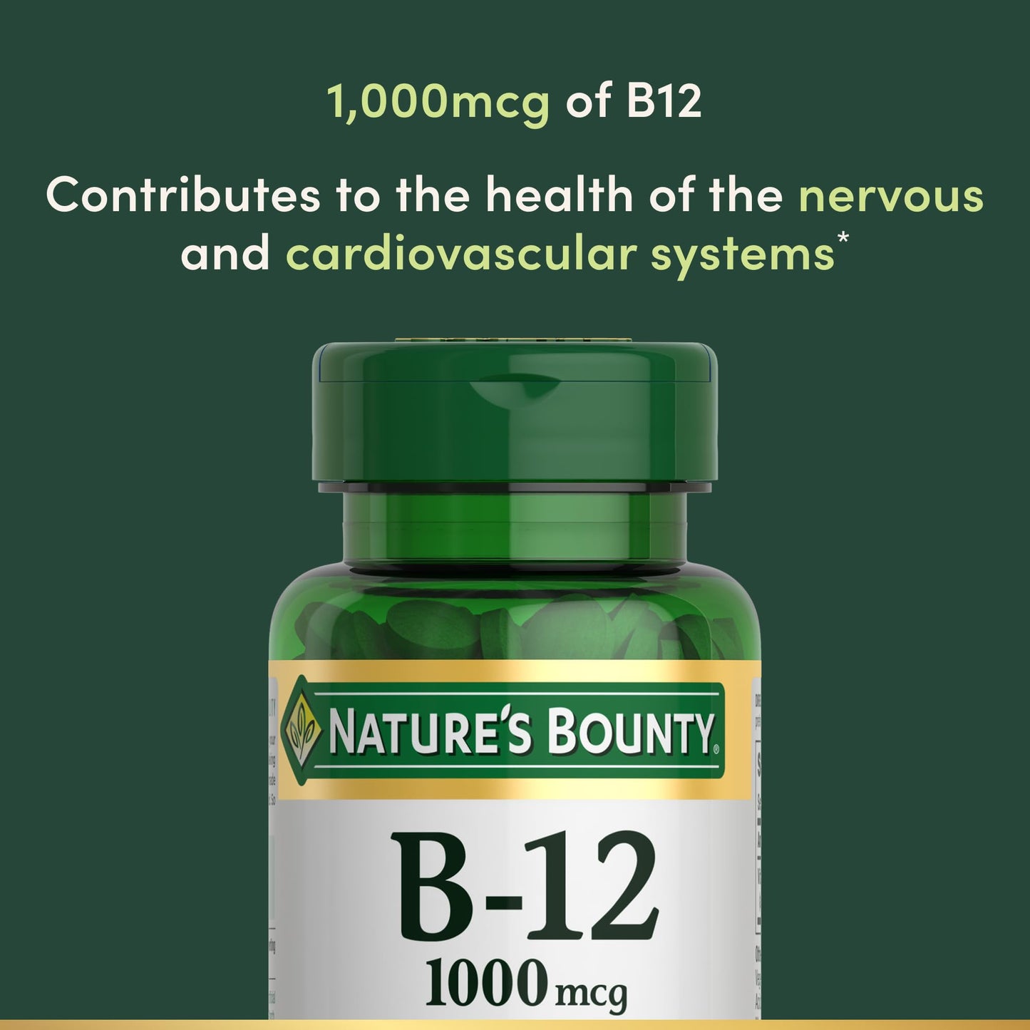 Nature's Bounty Vitamin B12 1000 mcg Tablets, 200 Count
