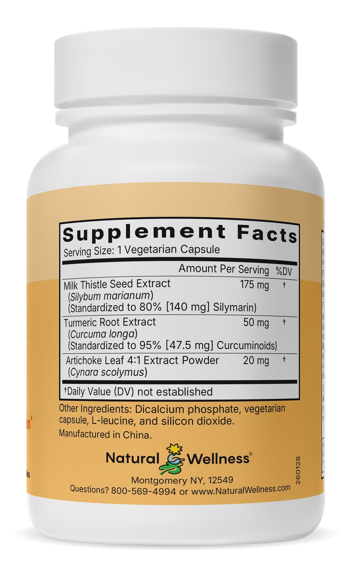 Natural Wellness Milk Thistle with Artichoke & Turmeric Capsule, 90 Count