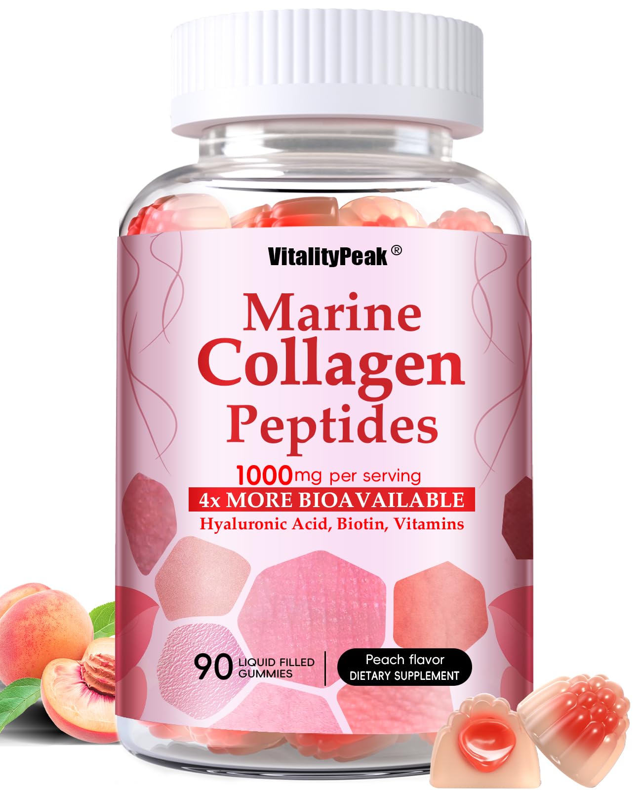 VitalityPeak Marine Collagen Gummies 90 Count