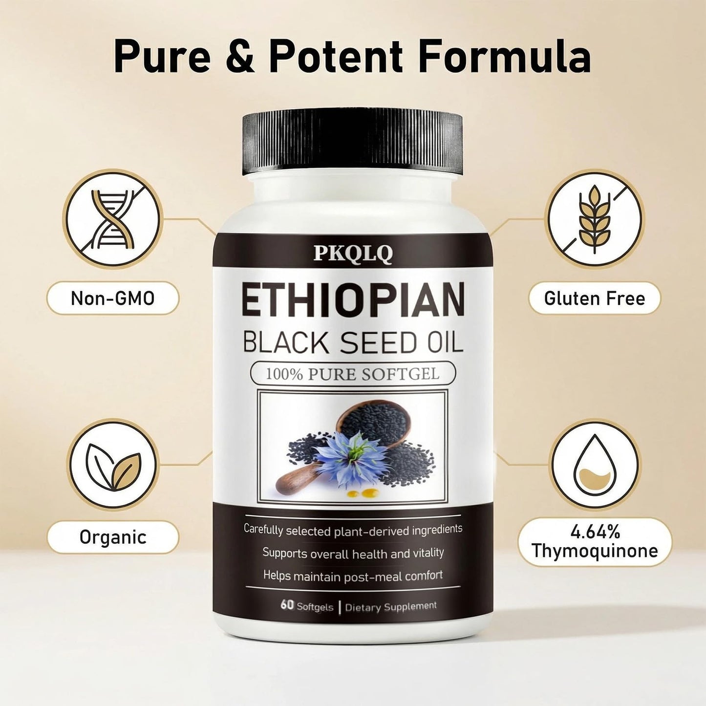 PBZPBZ Organic Ethiopian Black Seed Oil Softgels, 60 Count