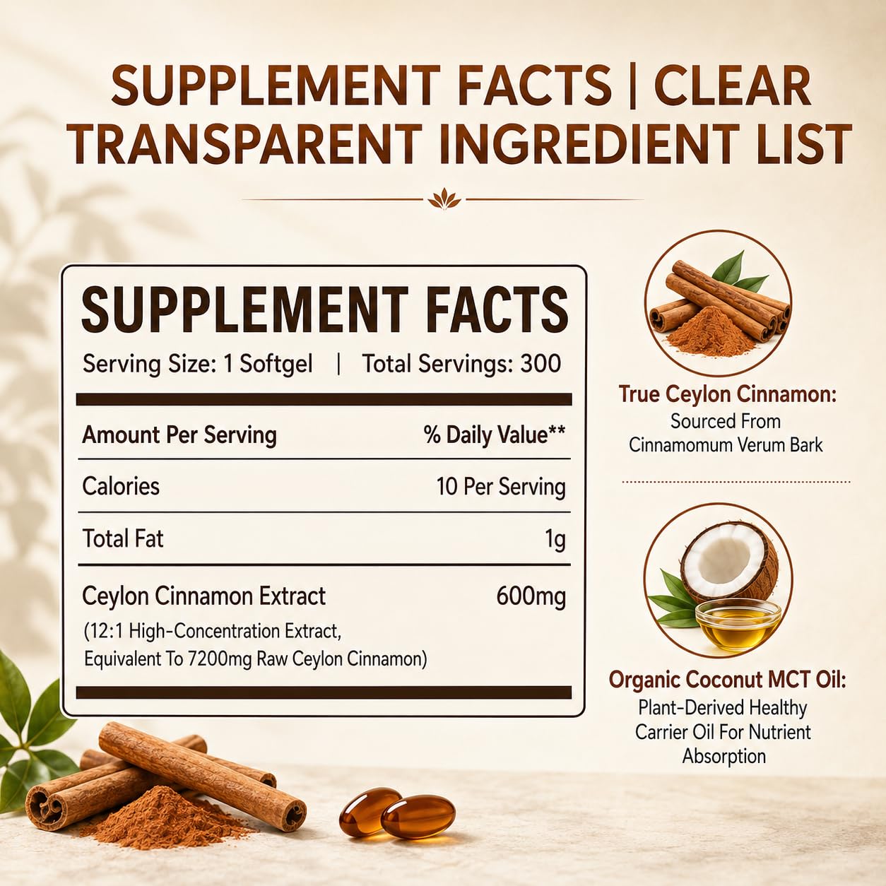 Belano Primal Remedies Ceylon Cinnamon Made with MCT Oil Softgels 300