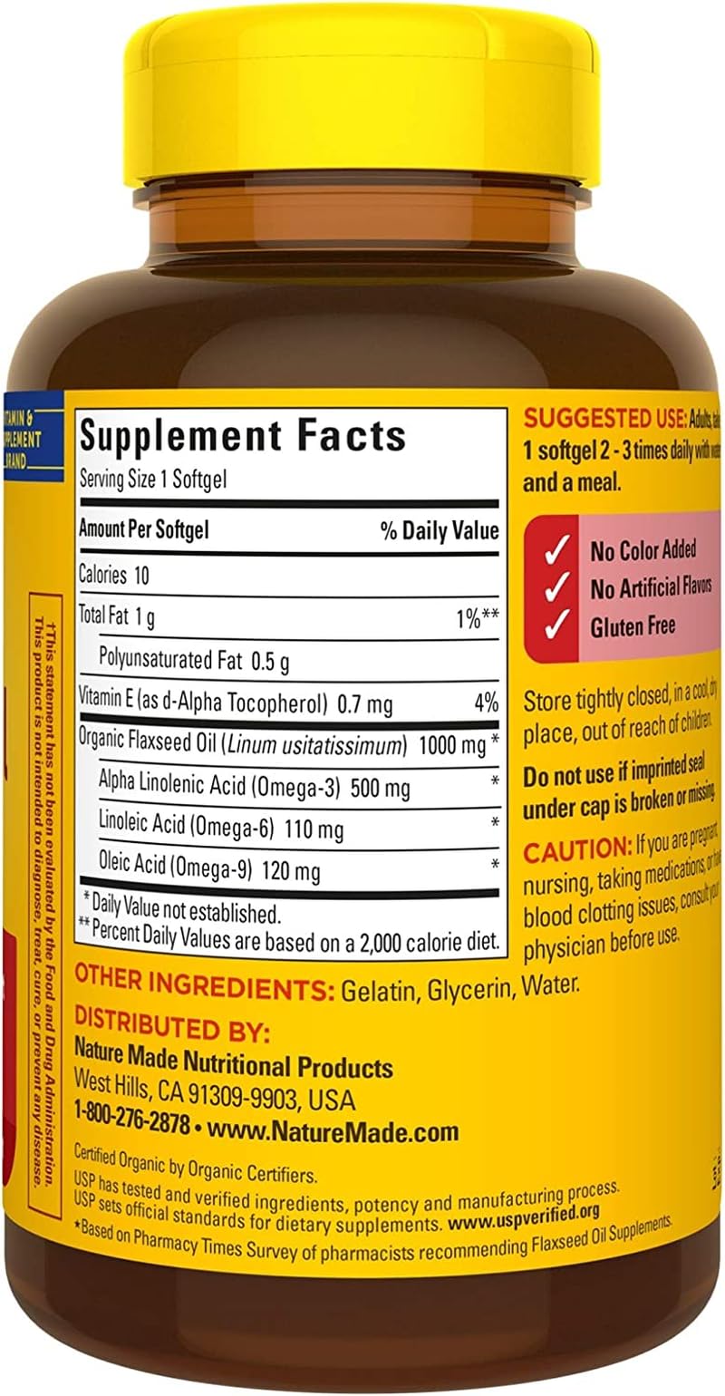 Nature Made Flaxseed Oil 1000 mg Softgels 400 Count