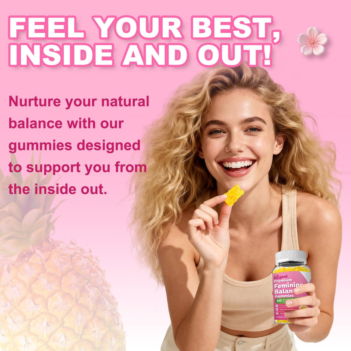 Sijigood Premium Feminine Balance Gummies for Women Sugar Free, 120 Gummies