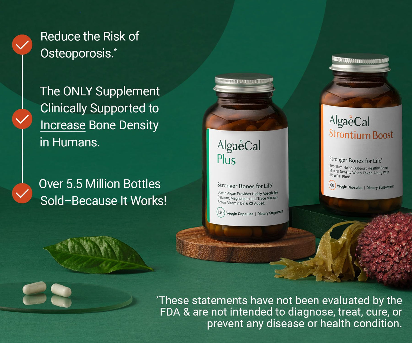 ALGAECAL Ultimate Bone Bundle - D3 Complete (1000 IU) + K2, Vitamin E, Vitamin A & Plant-Based Calcium for Increased Bone Density & Omega-3 Fish Oil with 1200mg EPA/DHA Softgel, Capsule, Liquid Emulsion