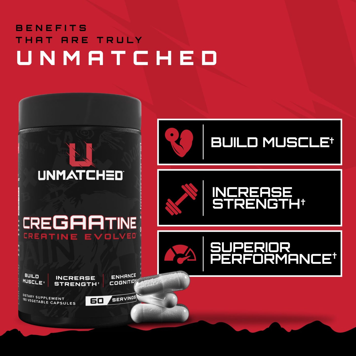 Unmatched Creatine Optimized Capsules 180 Count