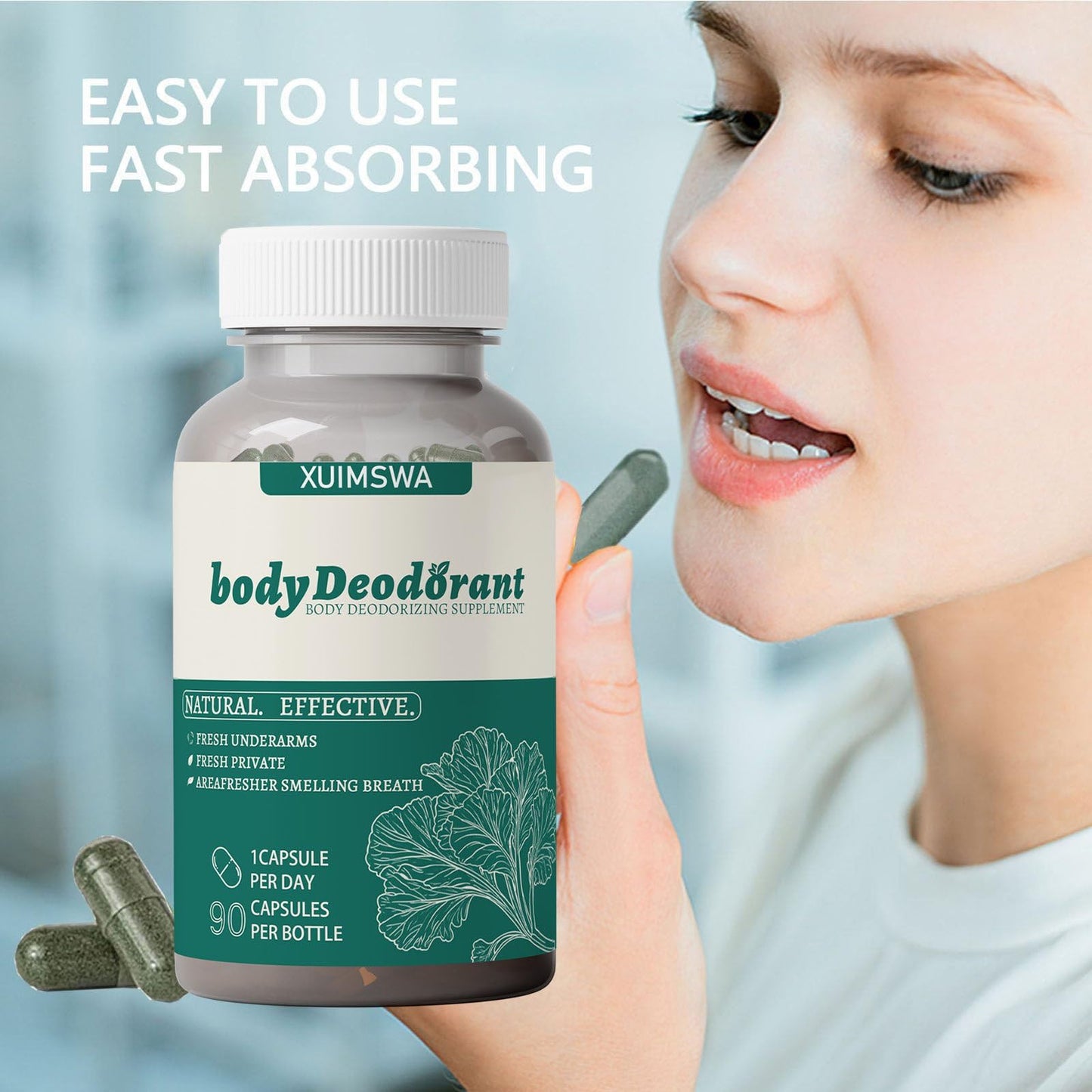 URABOS Chlorophyll Body Deodorant Supplement Capsules, 1 Bottle