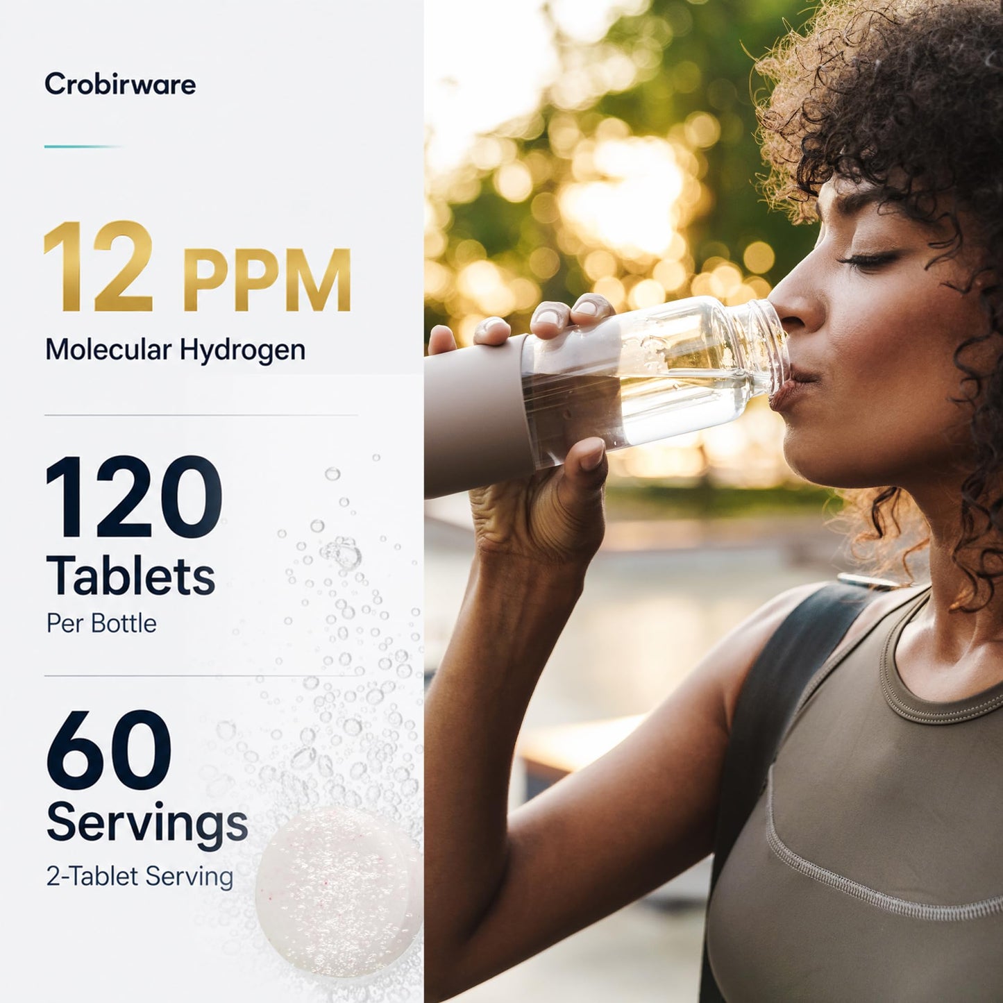 Crobirware Molecular Hydrogen Water Tablets, 120 Count