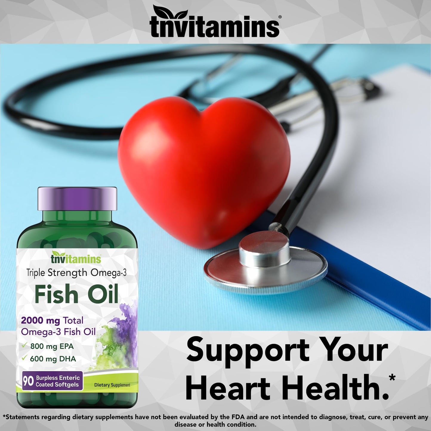 tnvitamins Burpless Omega-3 Fish Oil Softgels 90 Count
