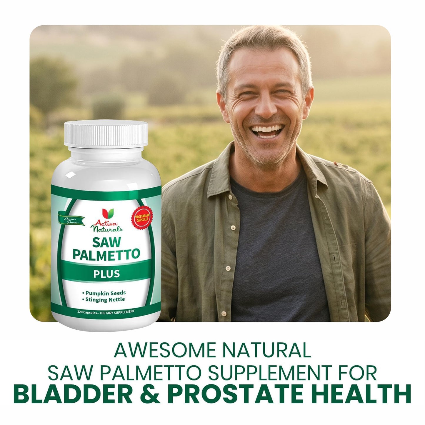 Activa Naturals Saw Palmetto for Men Prostate Health Supplements Capsules 120 Count