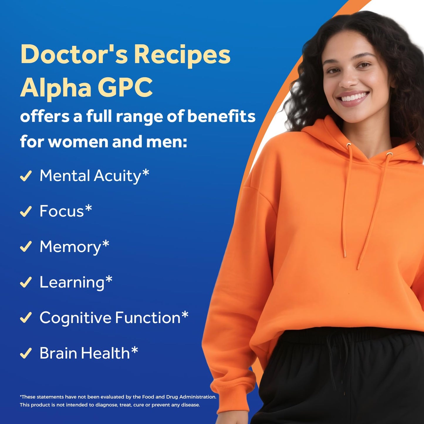 Doctor's Recipes Alpha GPC Choline Supplement 600 mg Capsule, 120 Veggie Capsules