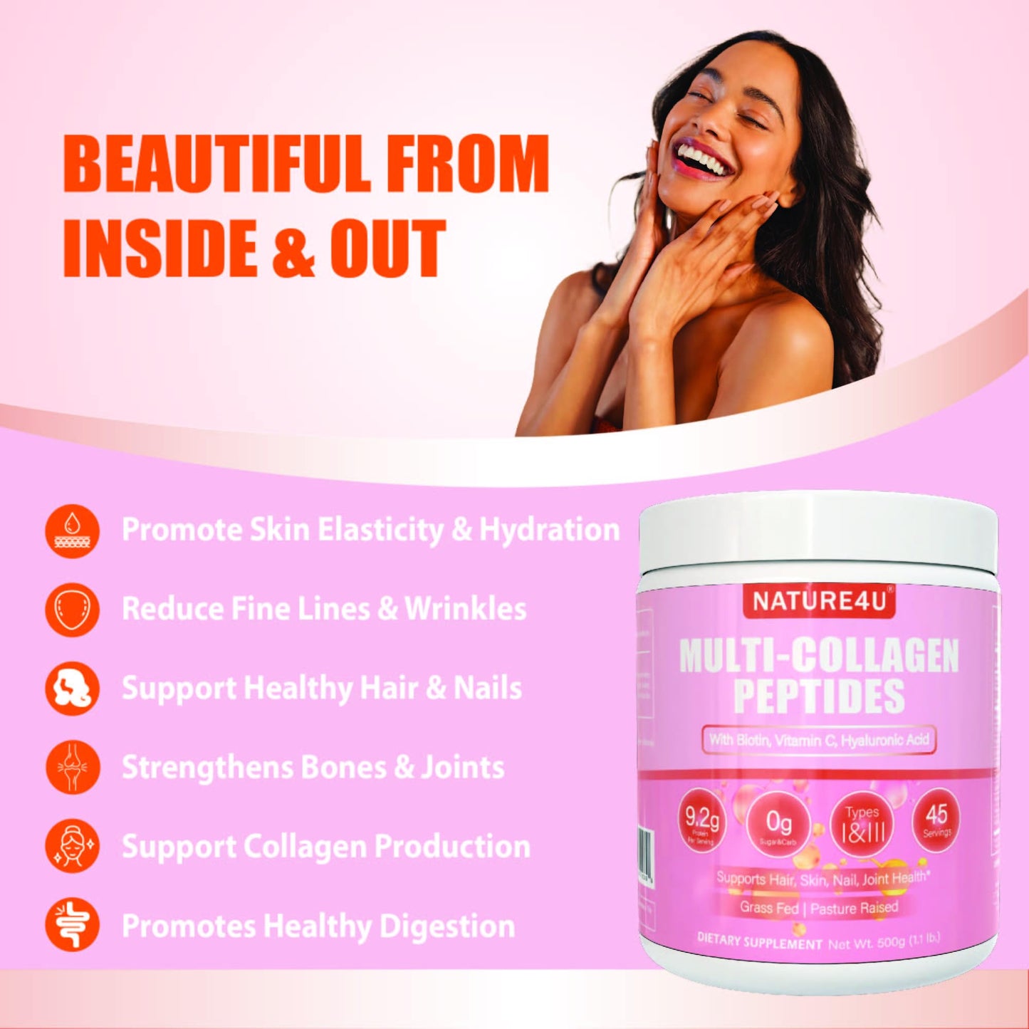 Nature4U Multi Collagen Peptides Powder 18