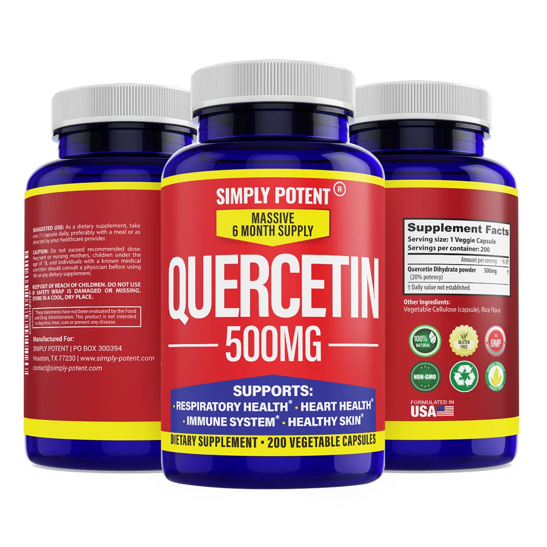 Simply Potent Quercetin Capsules, 200 Capsules
