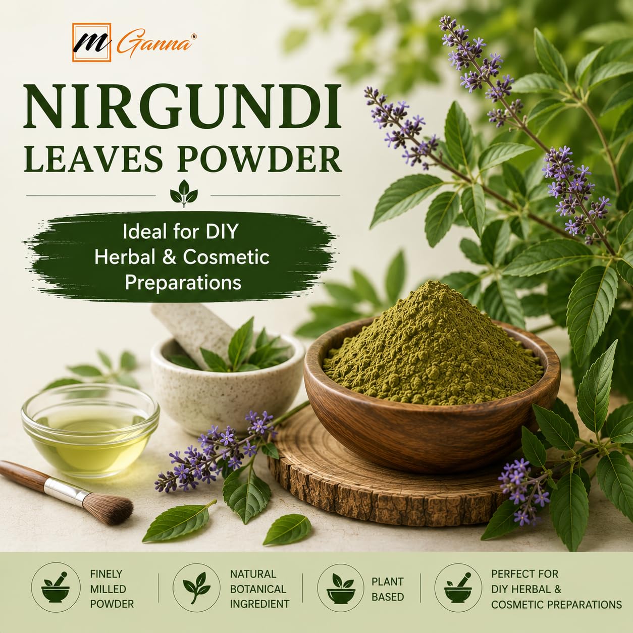 mGanna Nirgundi Leaves Powder (Vitex negundo) Powder, 8