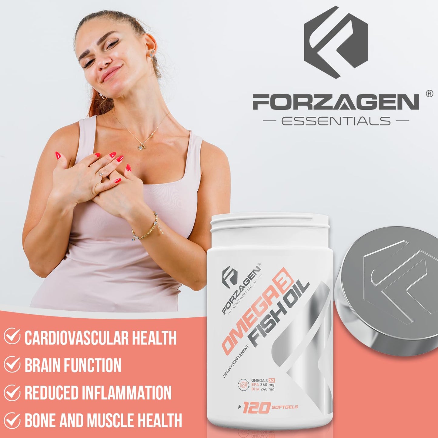 Forzagen Omega 3 Fish Oil Supplement Tablet, 1 Count