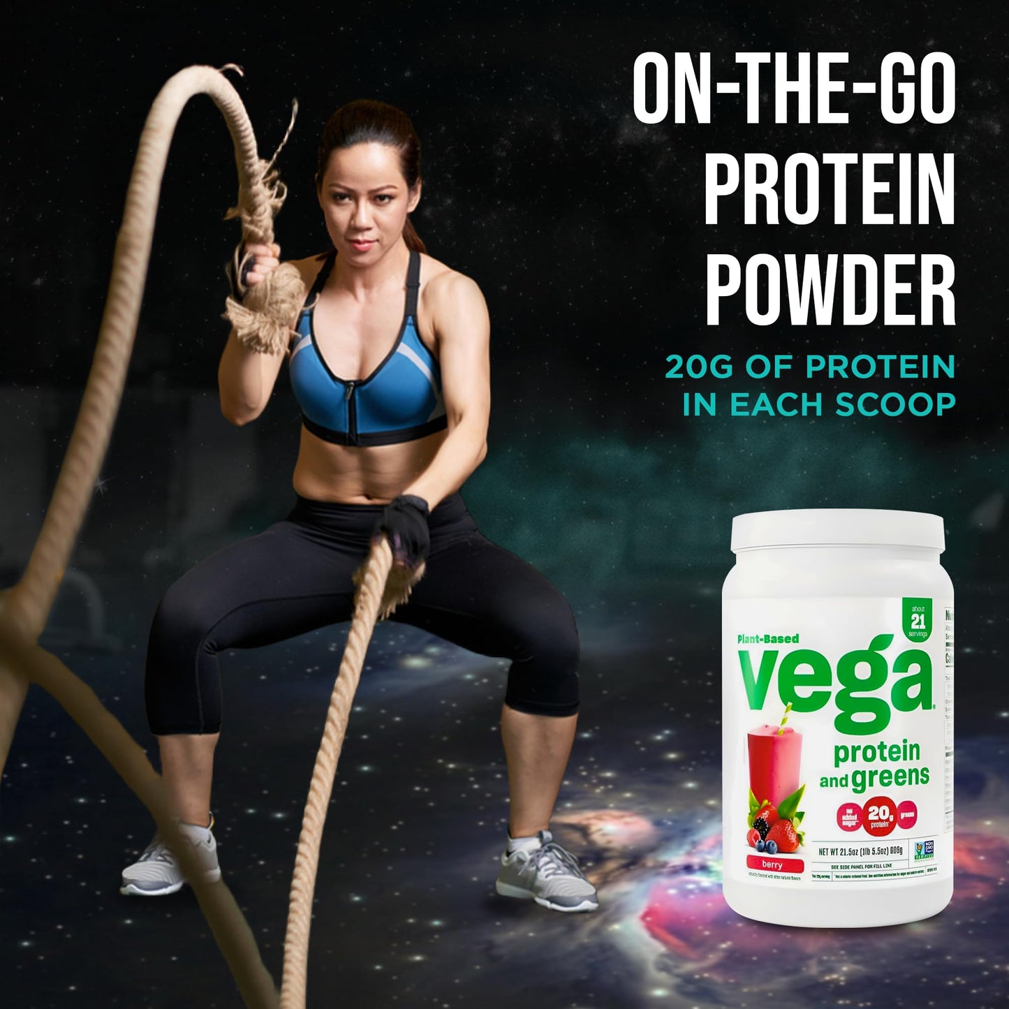 Vega Premium Protein + Supergreens Berry Protein Powder, 21.5 oz