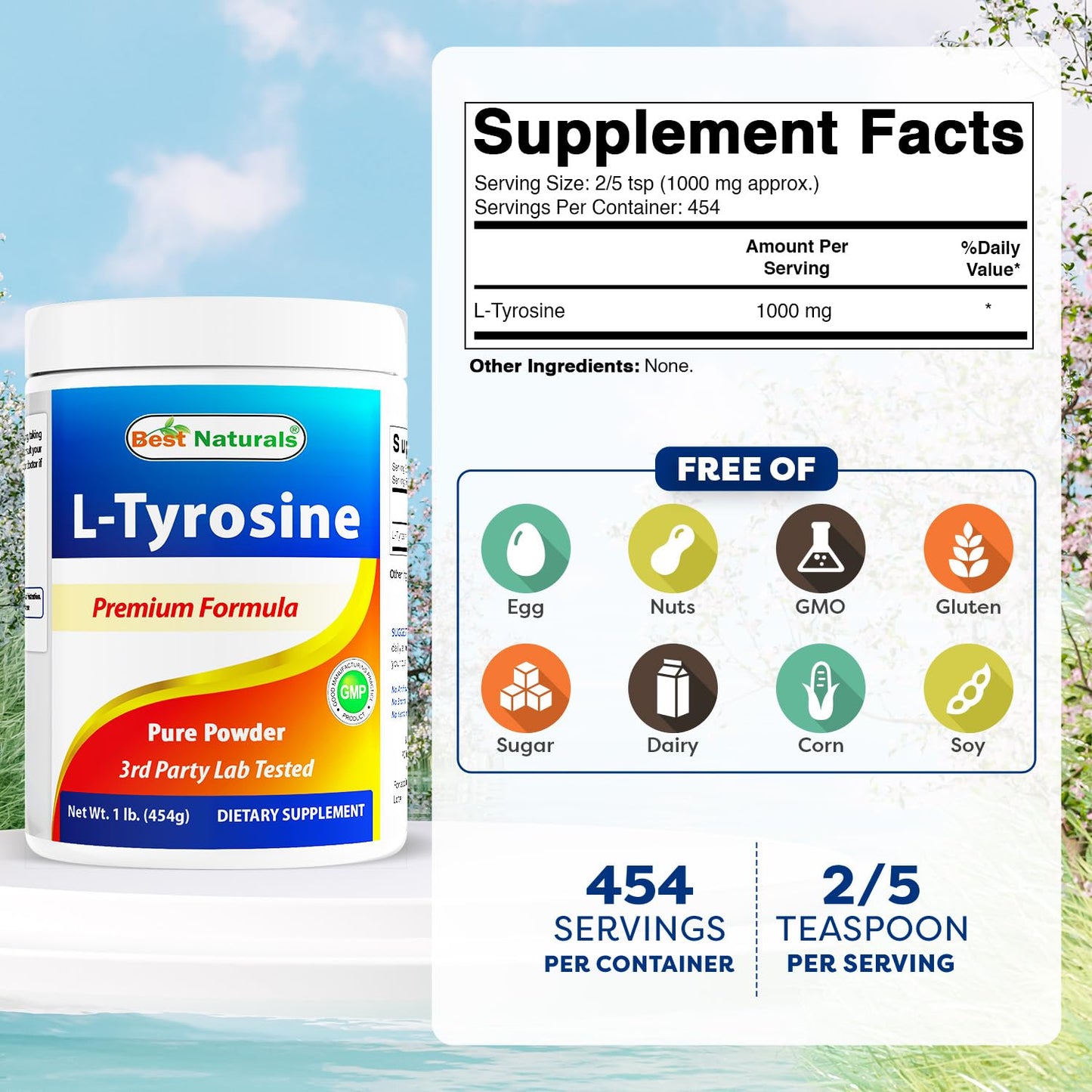 Best Naturals L-Tyrosine Pure Powder 16 oz