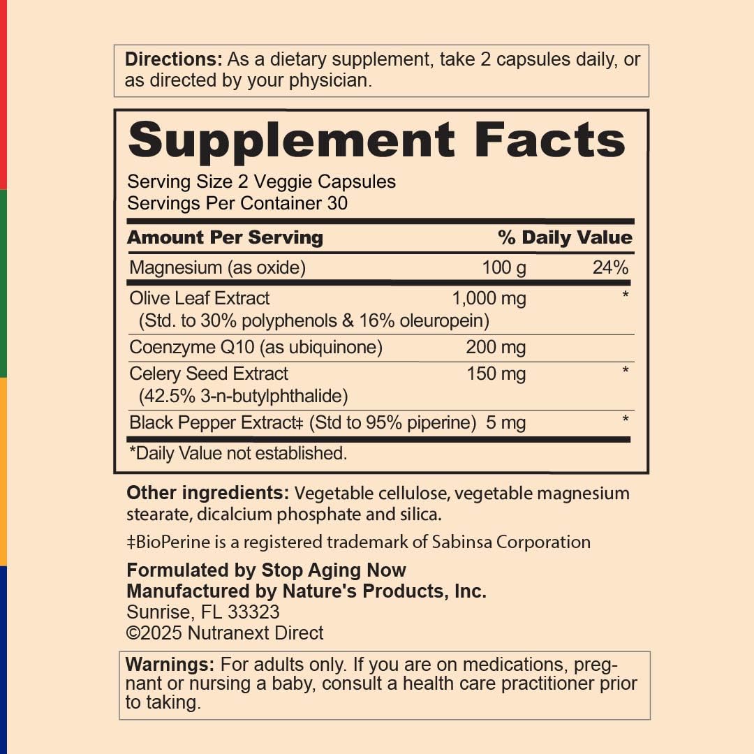 Stop Aging Now Olive Leaf Extract Capsules, 60 Count
