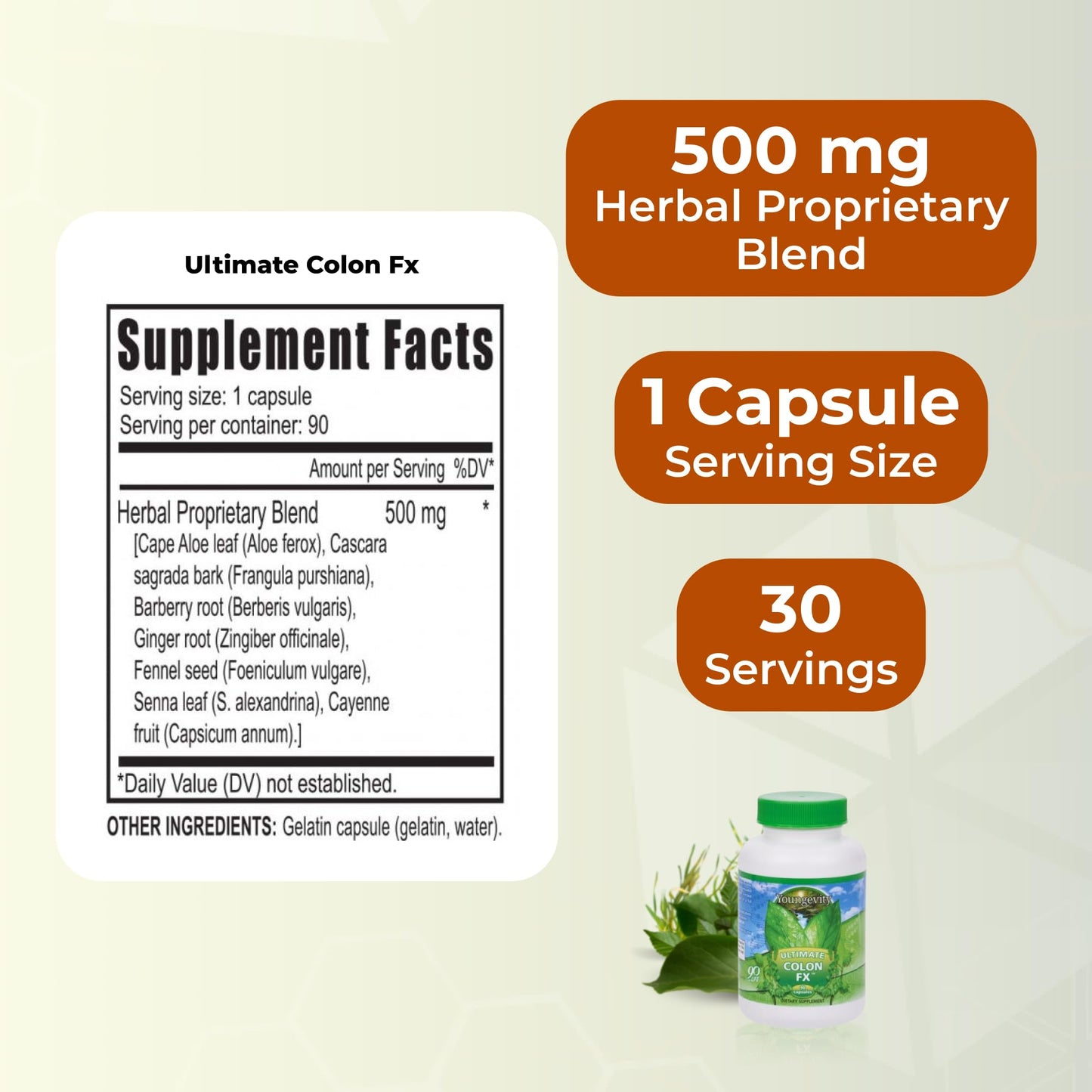 Youngevity Ultimate Colon FX Colon Cleanse & Digestive Support, 90 Capsules