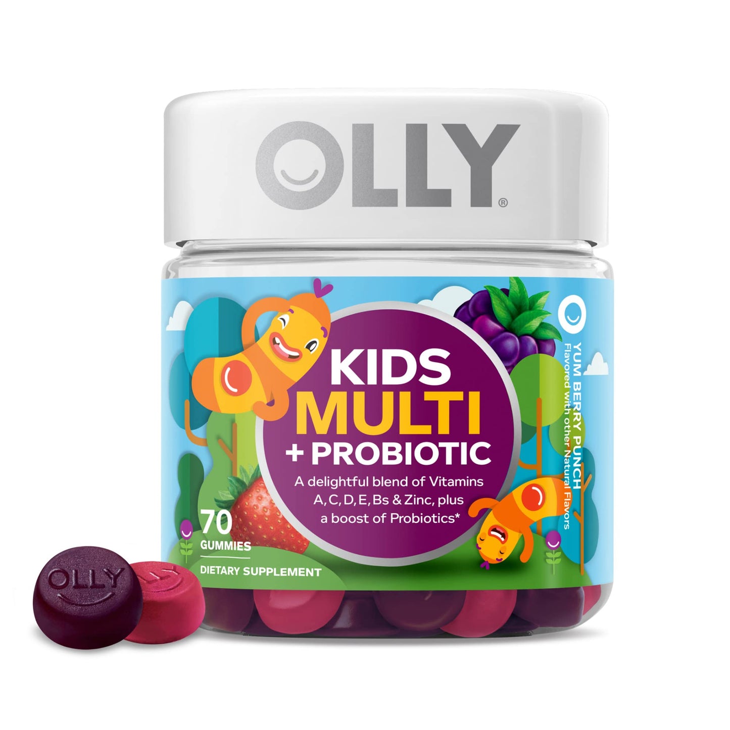 OLLY Kids Multivitamin + Probiotic Gummies & Probiotic + Prebiotic Gummies, 70 Count