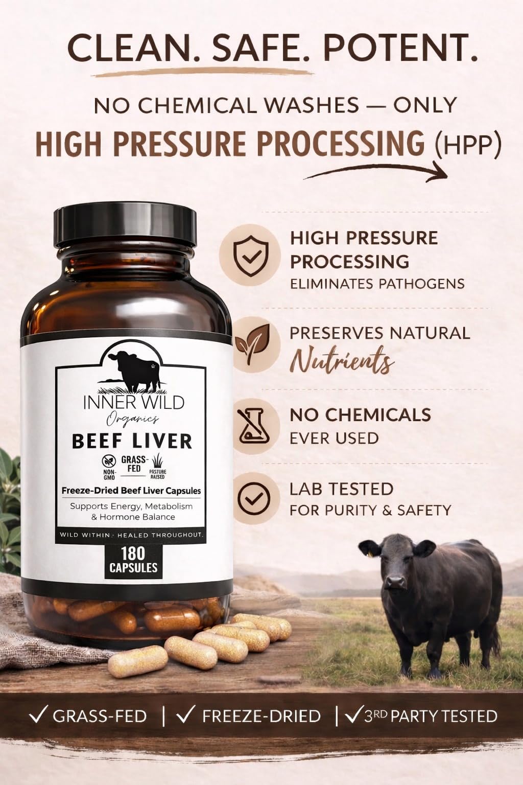Inner Wild Organics Beef Liver Capsules 1 Count