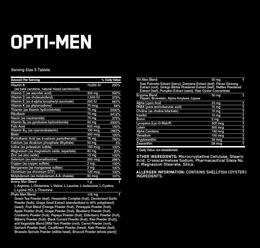 Optimum Nutrition Opti-Men Daily Multivitamin Supplement, 90 Tablets