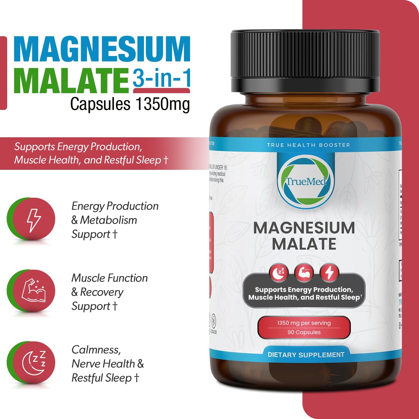 TRUEMED Magnesium Malate Capsules 90 Capsules